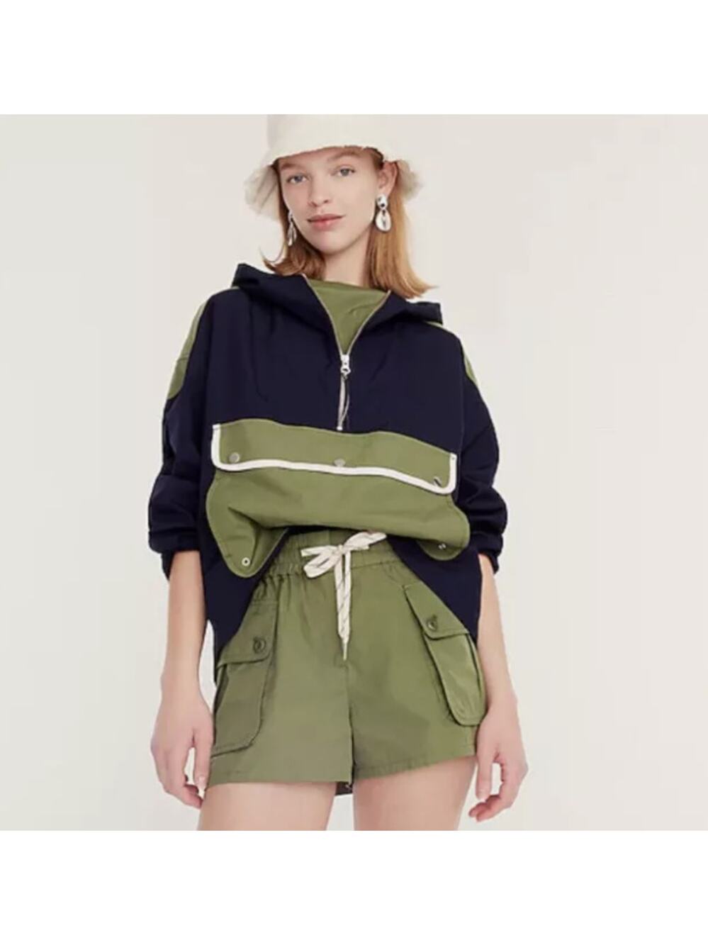 J.Crew Pull-On Tie Waist Cargo Side Pockets Shorts in Surplus Green Size M NWOT